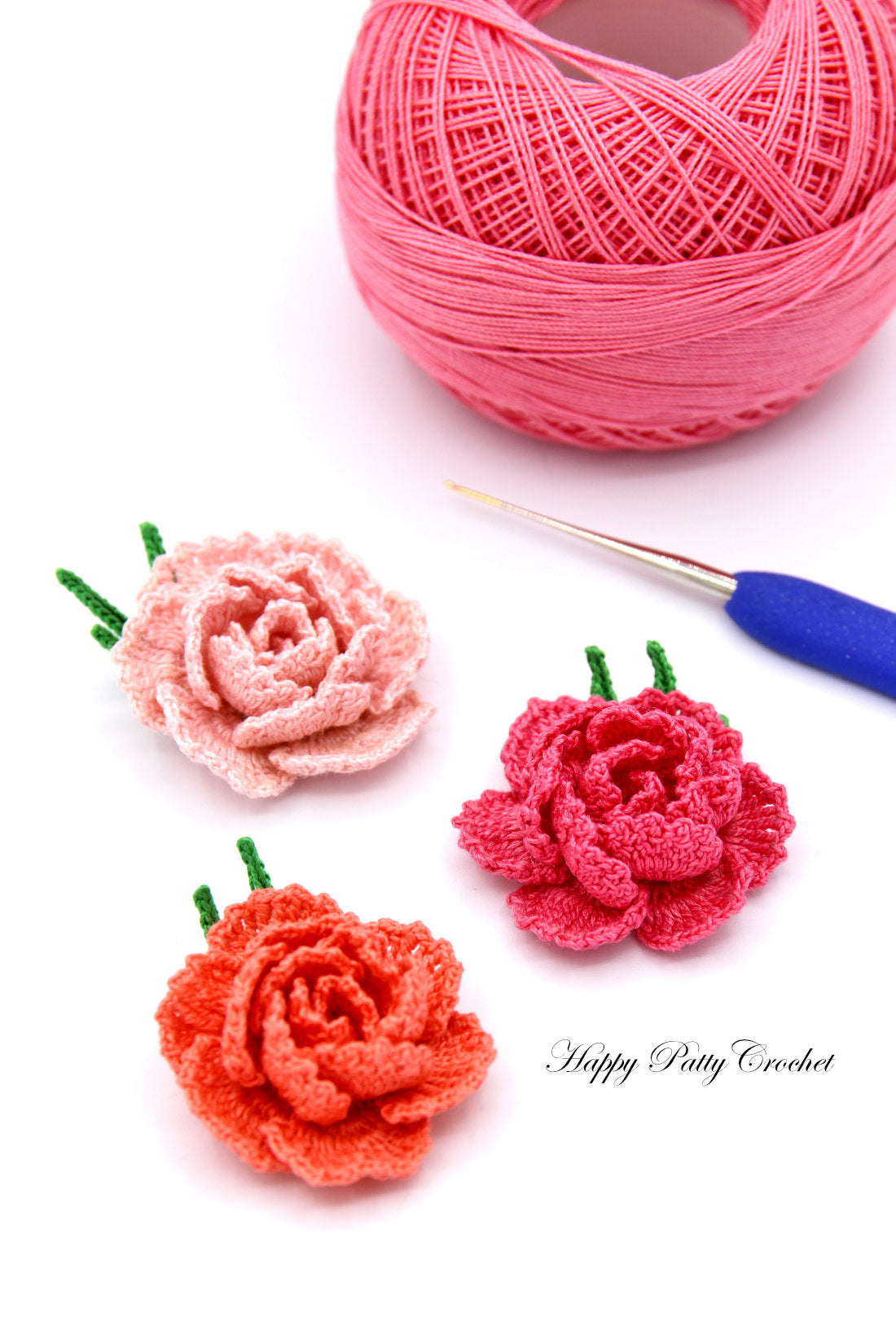 Crochet Flower Hair Clips Pattern collection by Happy Patty Crochet