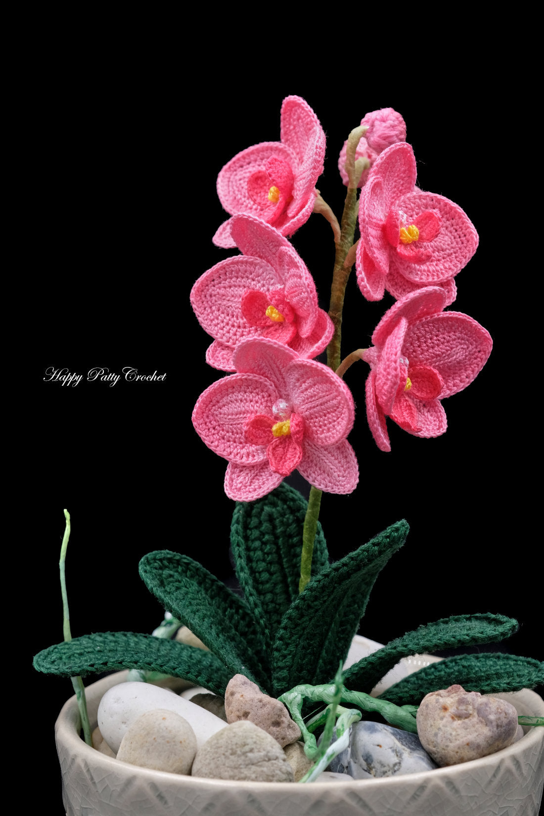 Crochet Mini Phal Orchid Pattern by Happy Patty Crochet