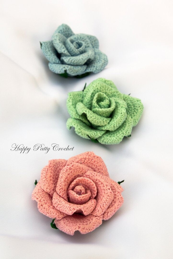 Crochet Flower Applique Pattern - Crochet Rose Pattern - Crochet Flower Pattern for Home Decor - Rose Flower Crochet Pattern