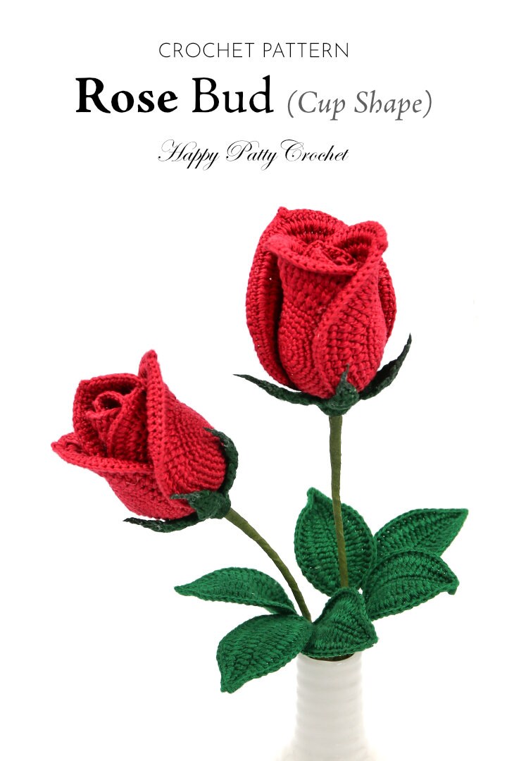 Crochet Rose Pattern - Half Open Rose (Bowl Shape) - Crochet Flower Pattern - Bouquet & Wedding Decor - Instant Download