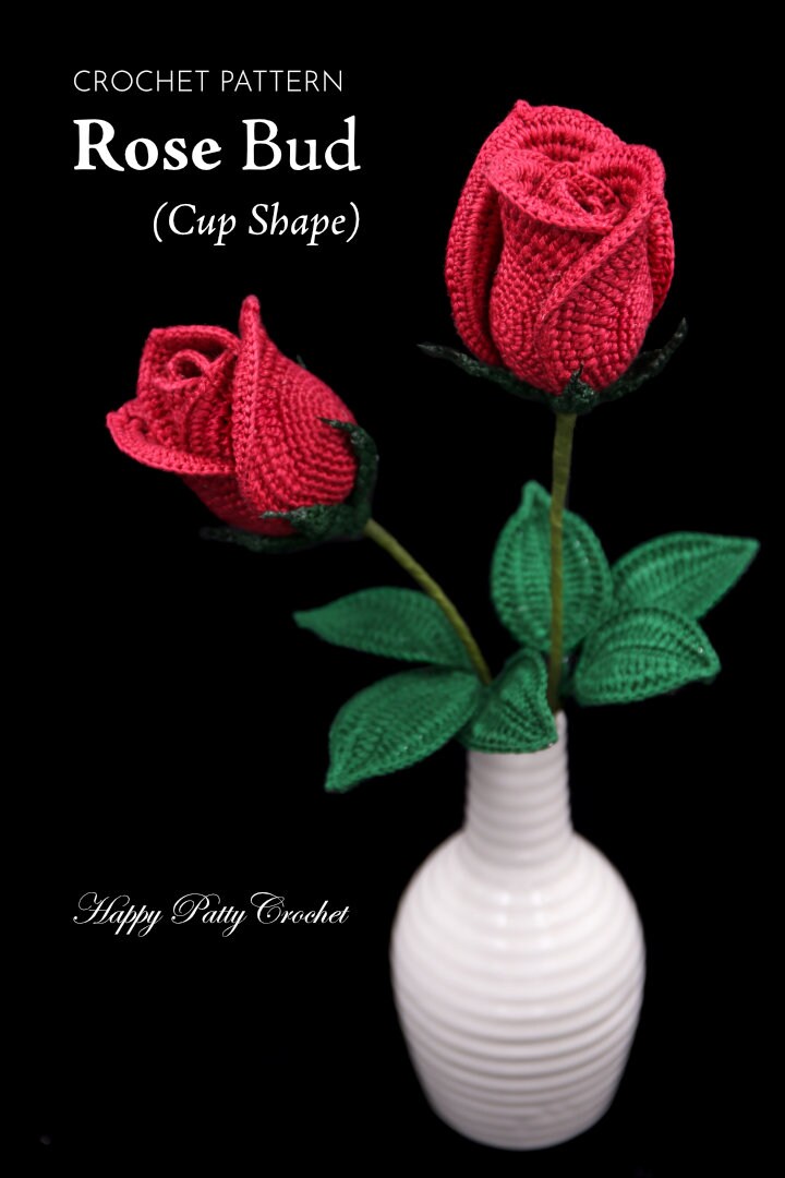 Crochet Rose Pattern - Half Open Rose (Bowl Shape) - Crochet Flower Pattern - Bouquet & Wedding Decor - Instant Download