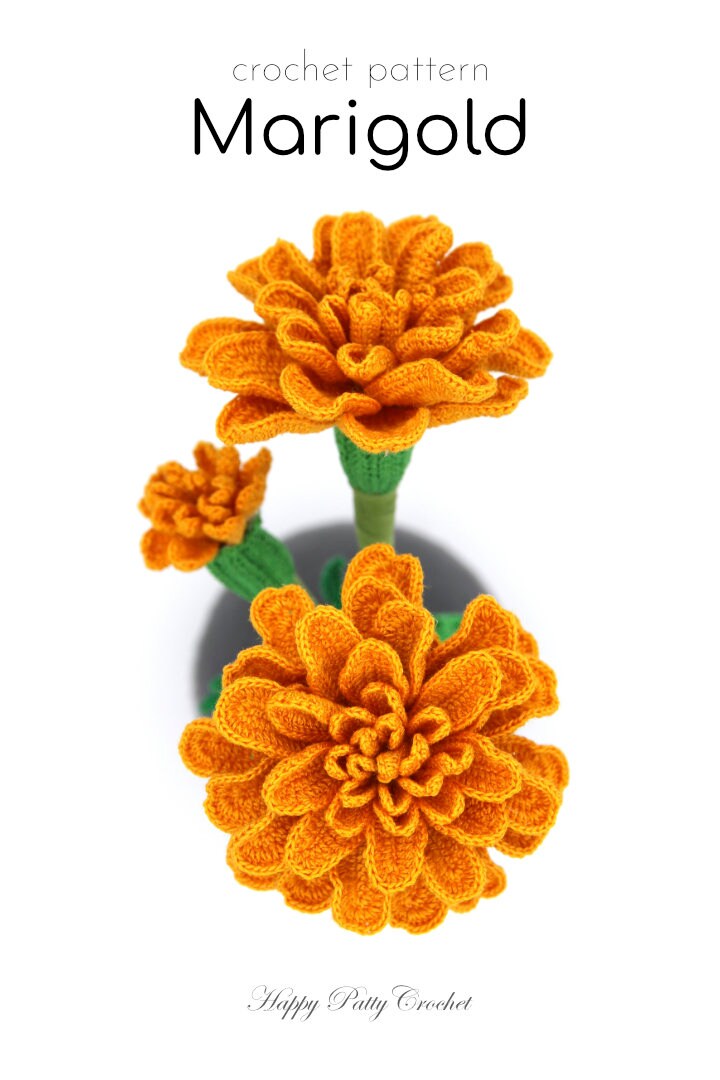 Crochet Marigold Pattern - Crochet Flower Pattern for a Marigold Flower - Crochet Pattern for Decor, Bouquets and Arrangements