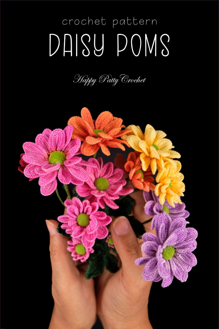 Crochet Flower Pattern for a Daisy Pom - Crochet Daisy Pattern