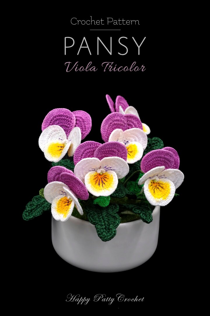 Crochet Pansy Pattern - Crochet Flower Pattern for Pansy Flower - Crochet Viola Pattern