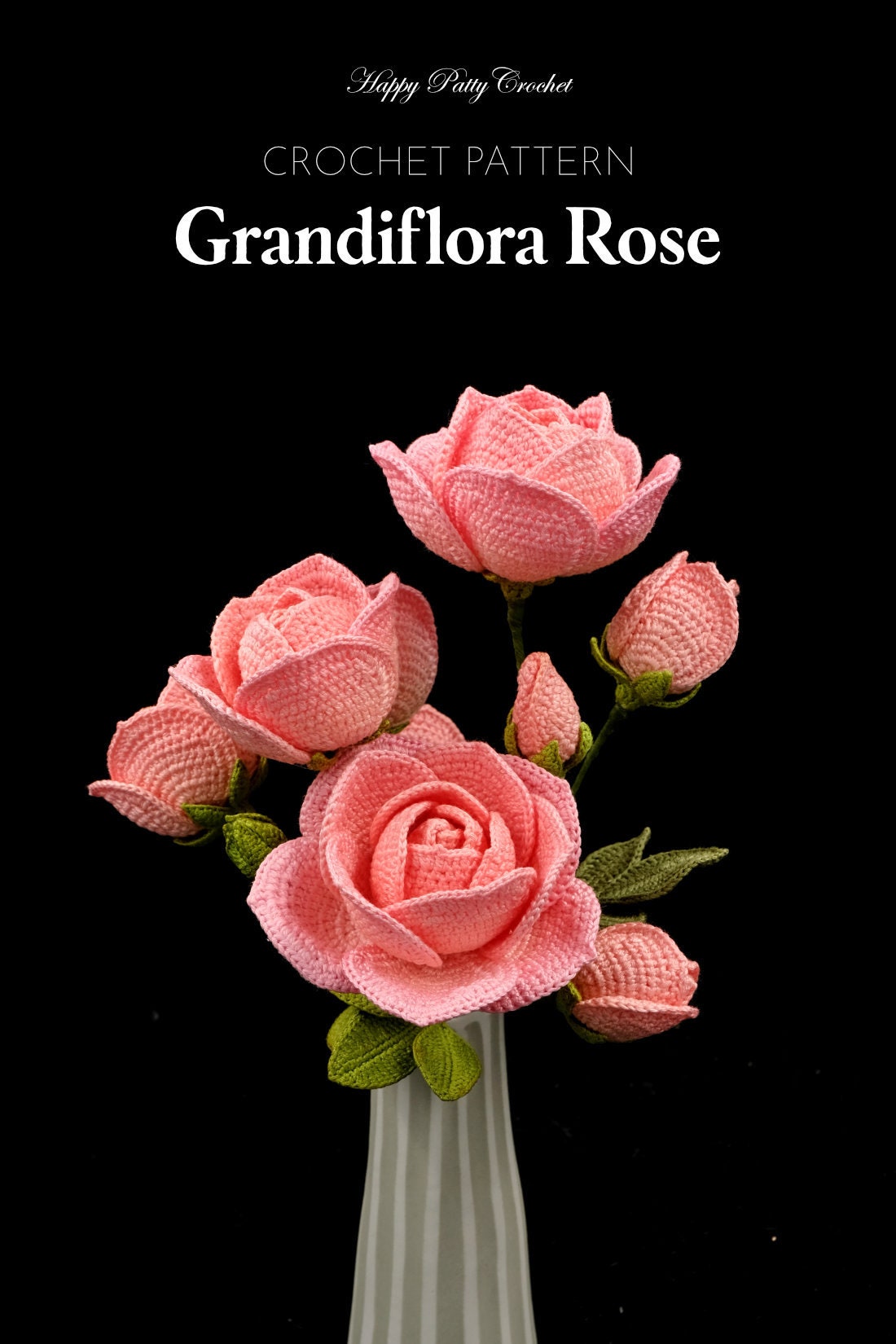 Crochet Pattern for Grandiflora Roses - Crochet Flower Pattern for Rose flowers - Crochet Rose Pattern