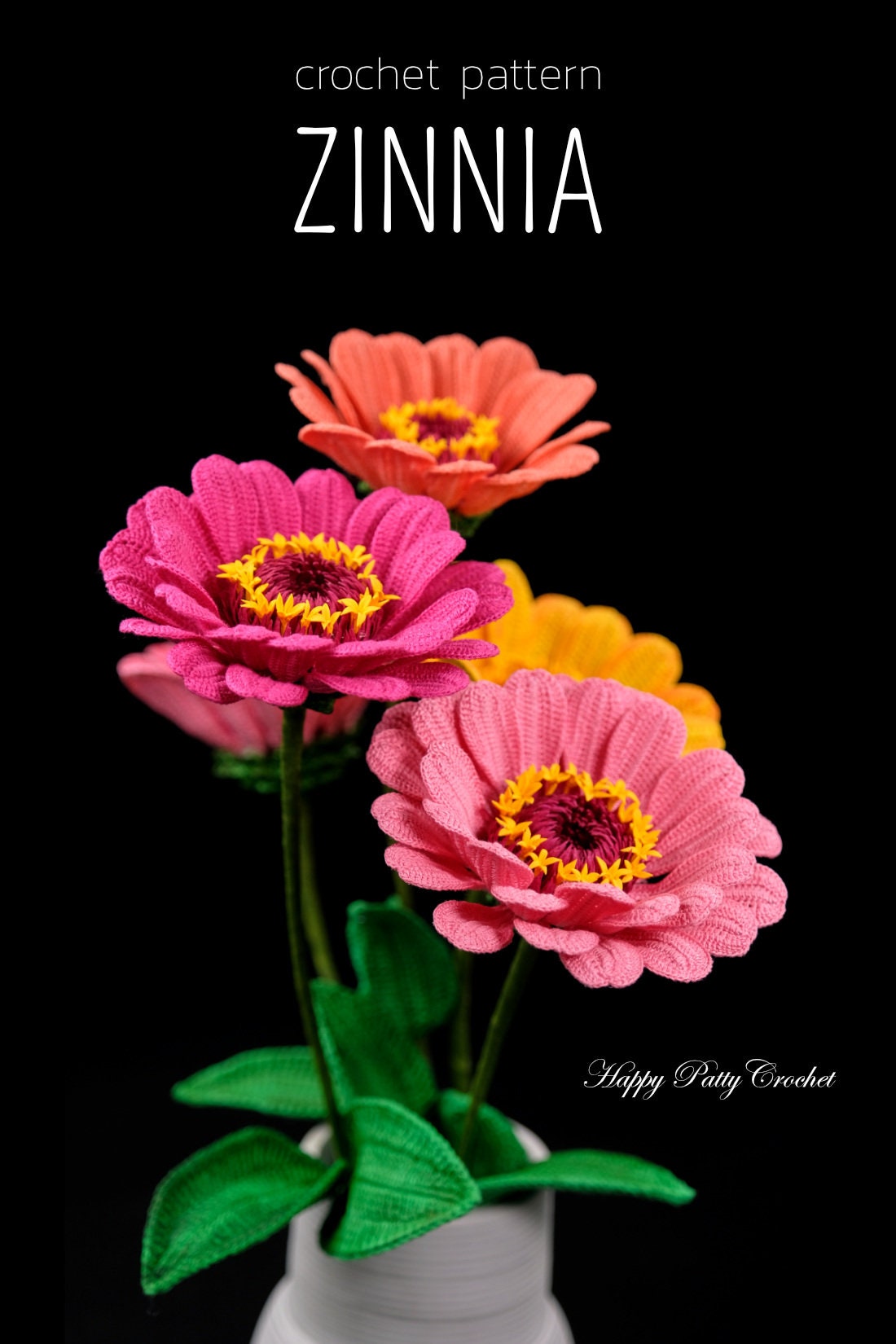 Crochet Pattern for a Zinnia Flower - Flower Pattern for a Crochet Zinnia Flower