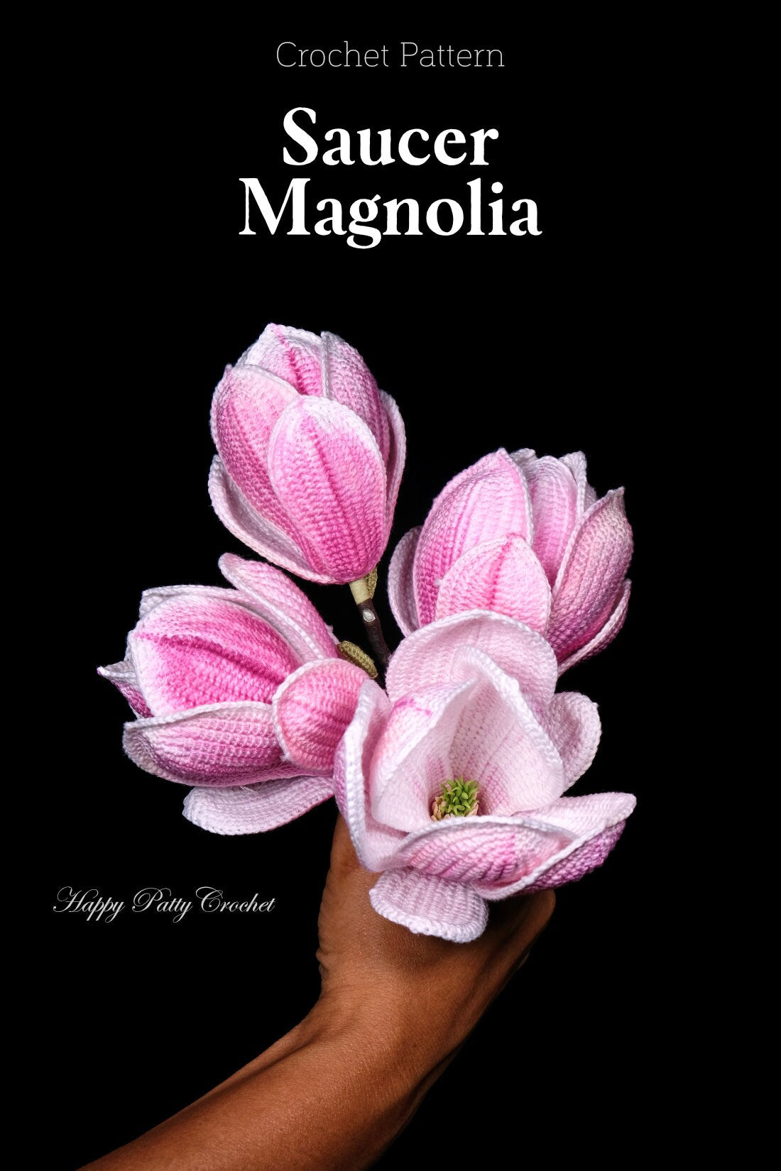 Crochet Pattern for a Saucer Magnolia Flower - Crochet Flower Pattern for a Magnolia Flower