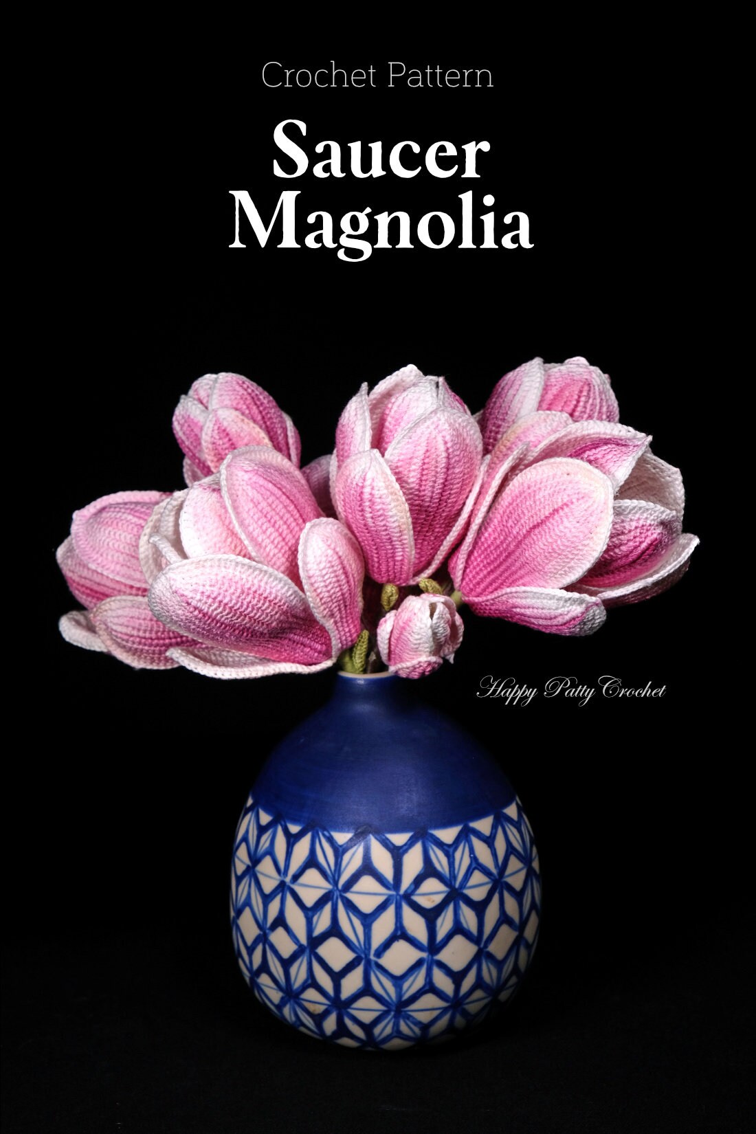 Crochet Pattern for a Saucer Magnolia Flower - Crochet Flower Pattern for a Magnolia Flower