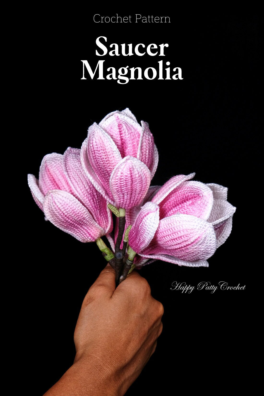 Crochet Pattern for a Saucer Magnolia Flower - Crochet Flower Pattern for a Magnolia Flower