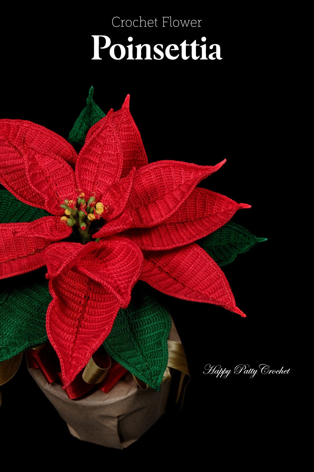 Crochet Poinsettia Pattern - Crochet Flower Pattern - Christmas Crochet Pattern - Christmas Gift Pattern - Christmas Home Decor