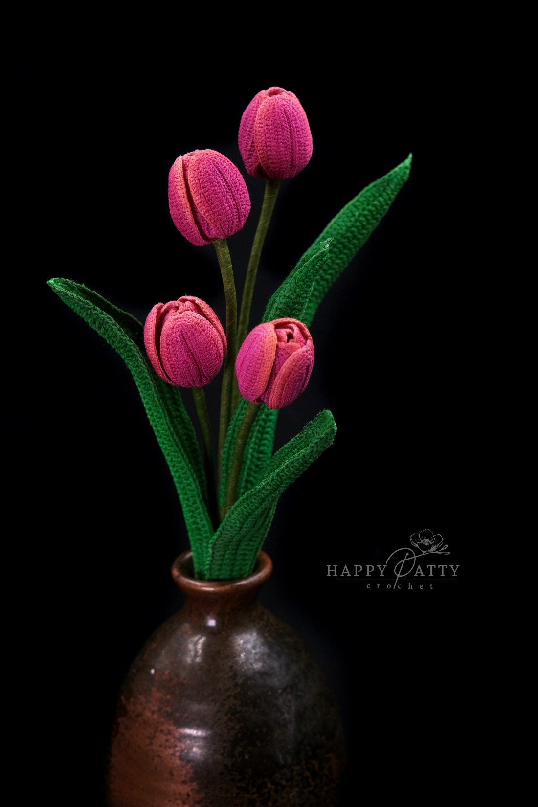 Crochet Pattern for a Mini Stem Tulip Flower - Crochet Flower Pattern for a Miniature Tulip