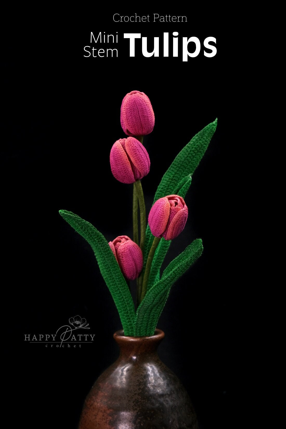 Crochet Pattern for a Mini Stem Tulip Flower - Crochet Flower Pattern for a Miniature Tulip