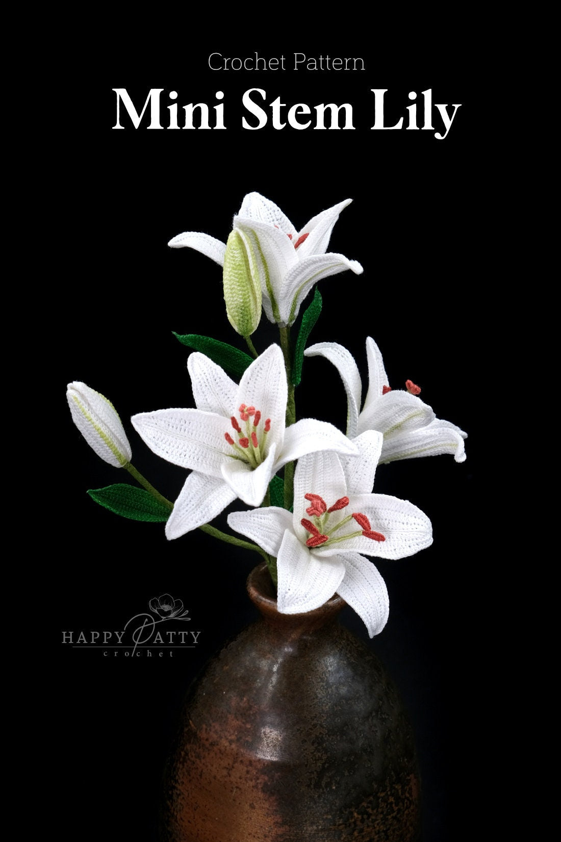 Mini Stem Lily Crochet Pattern - Crochet Flower Pattern for a Miniature Lily
