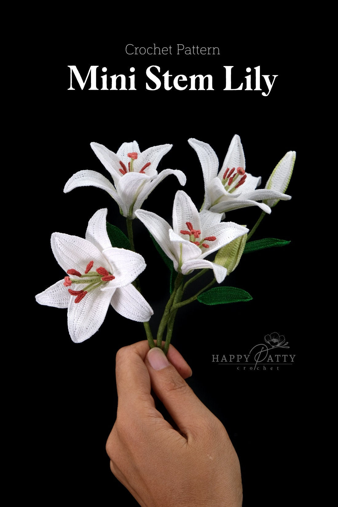 Mini Stem Lily Crochet Pattern - Crochet Flower Pattern for a Miniature Lily