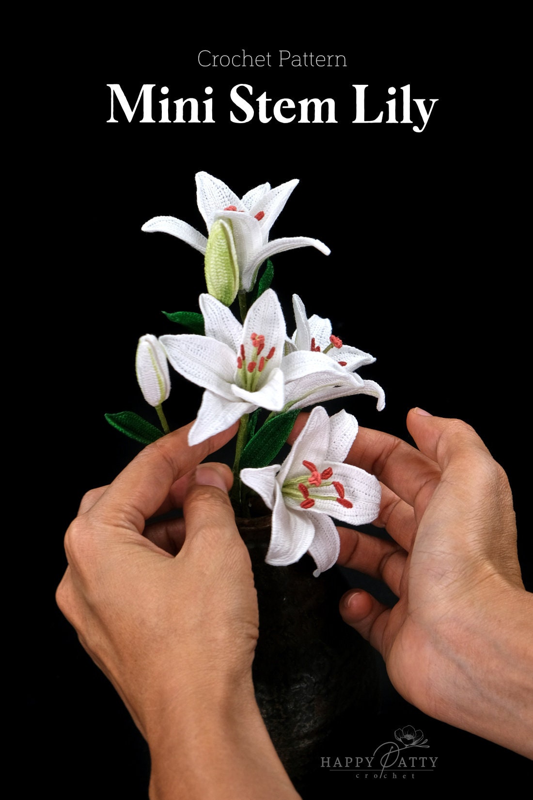 Mini Stem Lily Crochet Pattern - Crochet Flower Pattern for a Miniature Lily