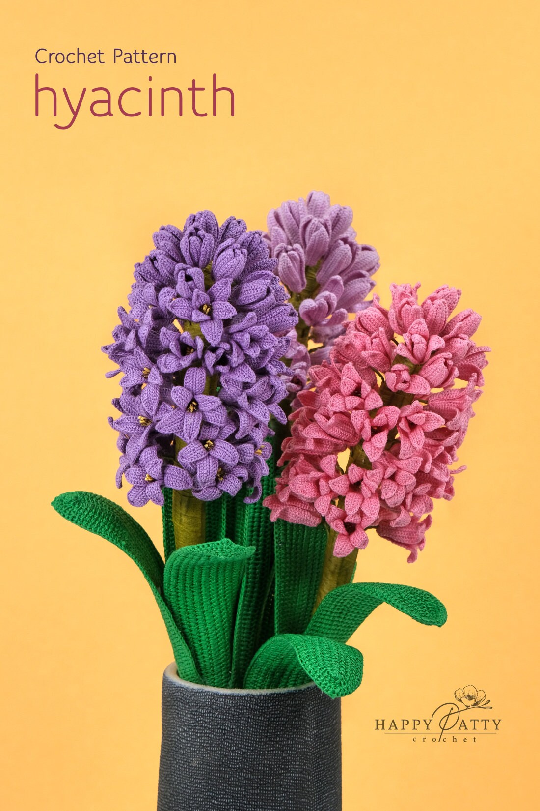 Crochet Hyacinth Flower Pattern - Crochet Flower Pattern for a Hyacinth Flower - Crochet for Bouquets & Arrangements
