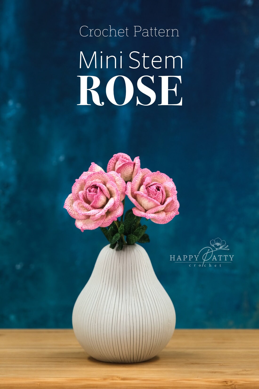 Crochet Mini Stem Rose Pattern - Crochet Pattern for a Small Rose Flower
