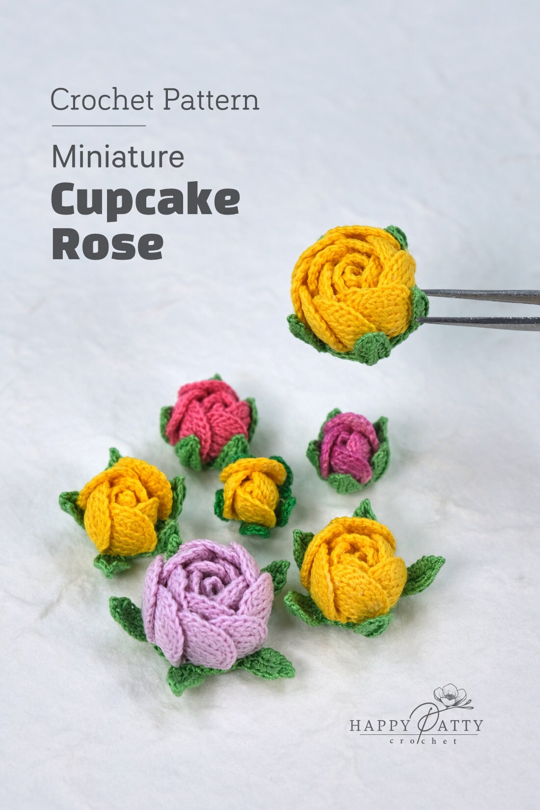 Crochet Mini Cupcake Rose Pattern - Crochet Flower Pattern for a Cupcake Rose Applique