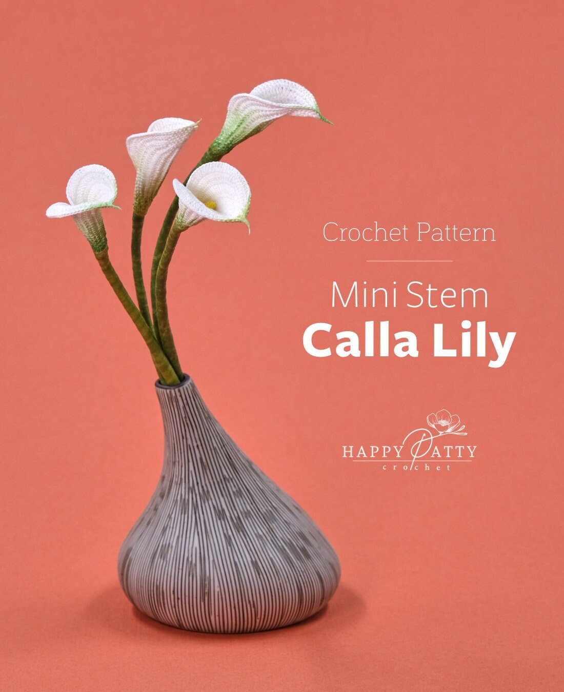 Crochet Mini Stem Calla Lily Pattern - Crochet Flower Pattern for a Miniature Calla Lily