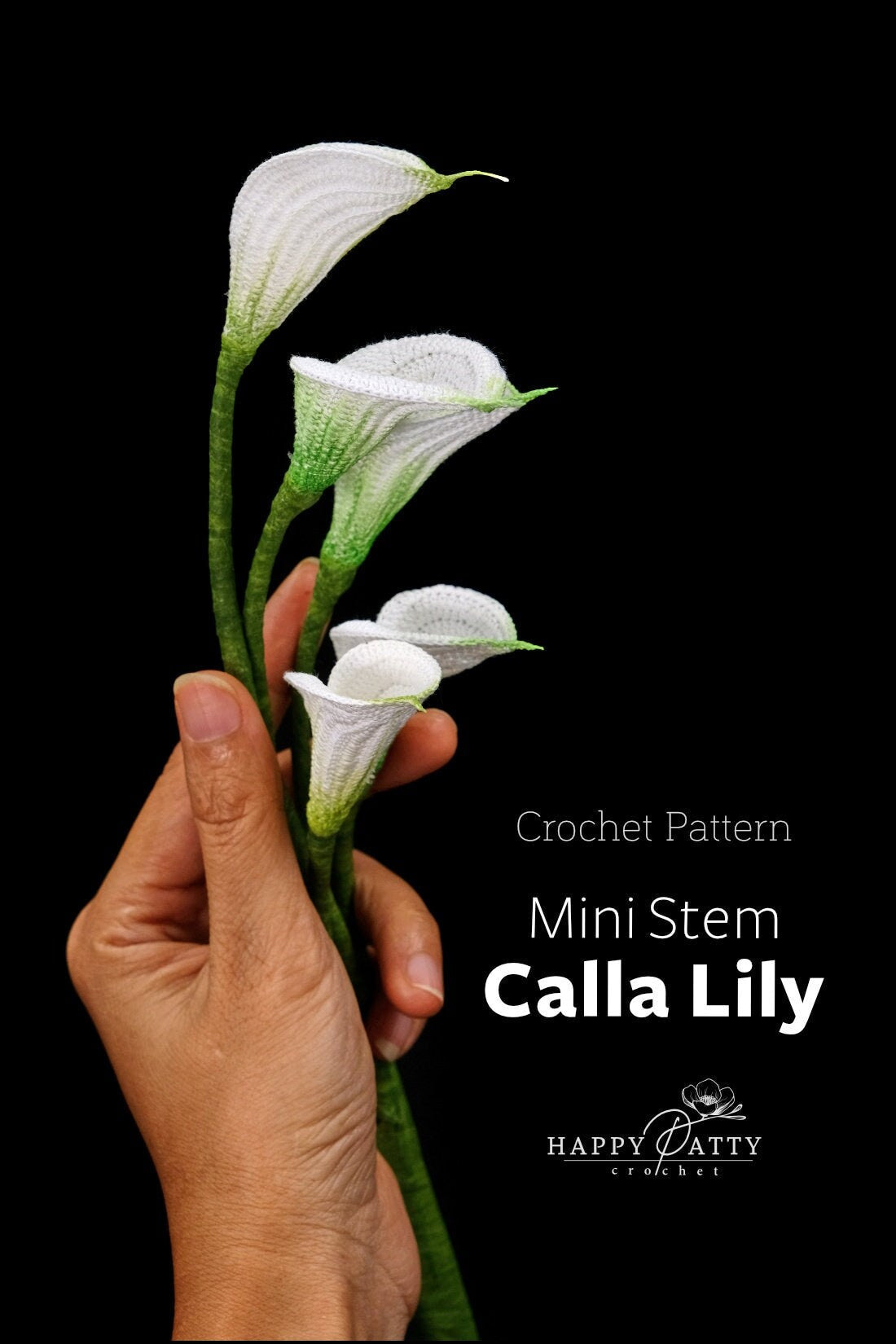 Crochet Mini Stem Calla Lily Pattern - Crochet Flower Pattern for a Miniature Calla Lily