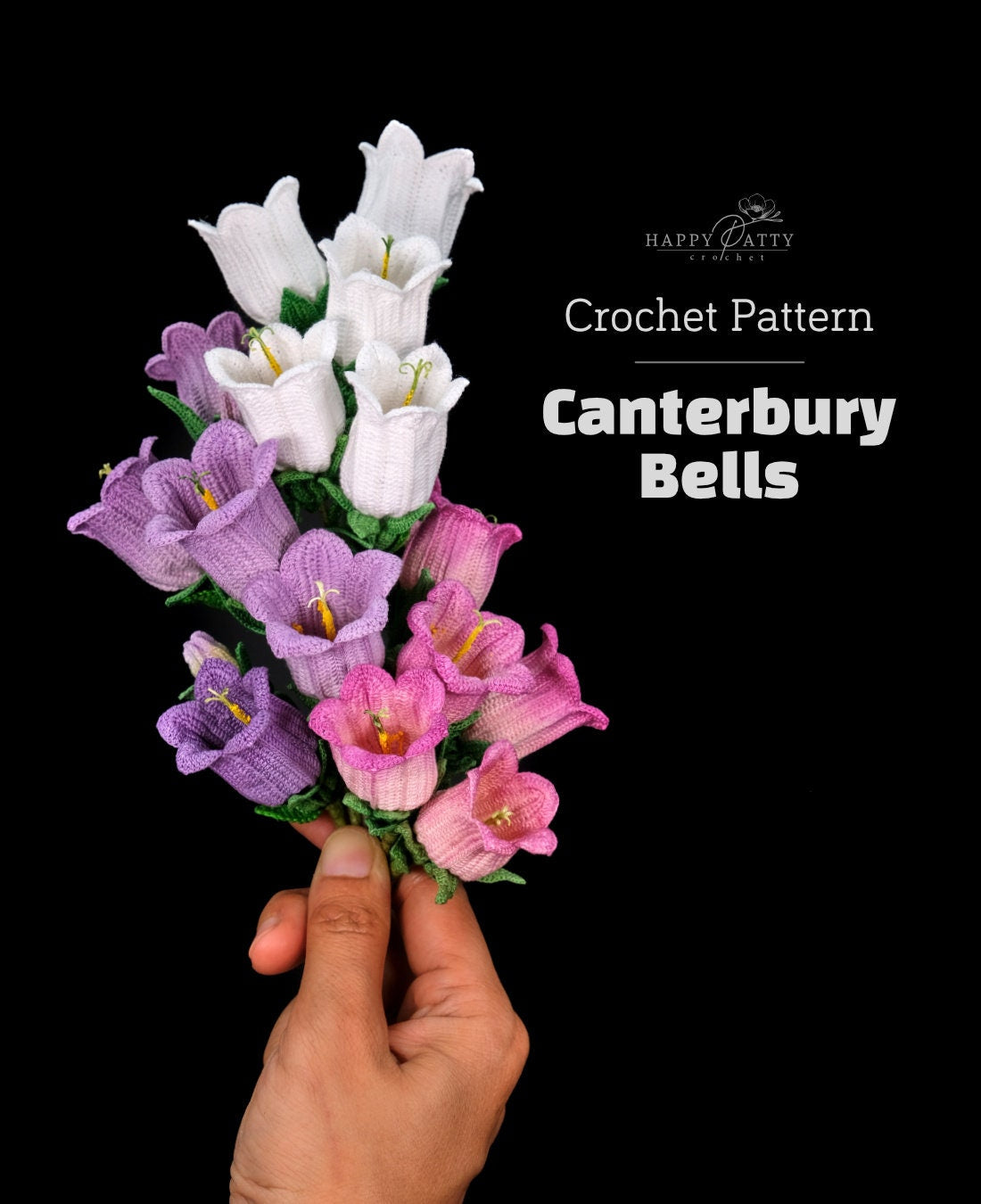 Crochet Canterbury Bells Flower Pattern - Crochet Pattern for Crochet Bellflowers (Campanula Medium)