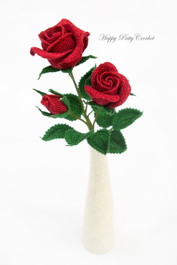 Crochet Rose Pattern - Crochet Flower Pattern - Crochet Pattern for Decor and Flower Arrangements
