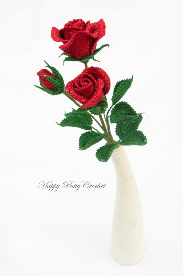 Crochet Rose Pattern - Crochet Flower Pattern - Crochet Pattern for Decor and Flower Arrangements