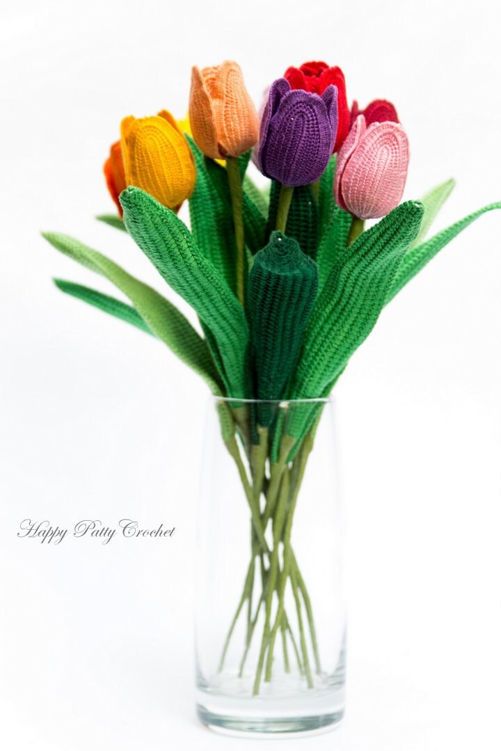 Crochet Tulip Pattern - Crochet Flower Pattern - Single Late Tulip Pattern - Flower Crochet Pattern for Decor and Bouquets