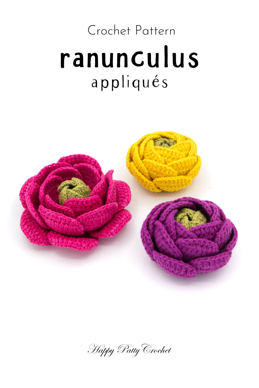 Crochet Ranunculus Crochet Ranunculus Applique Pattern by Happy Patty Crochet