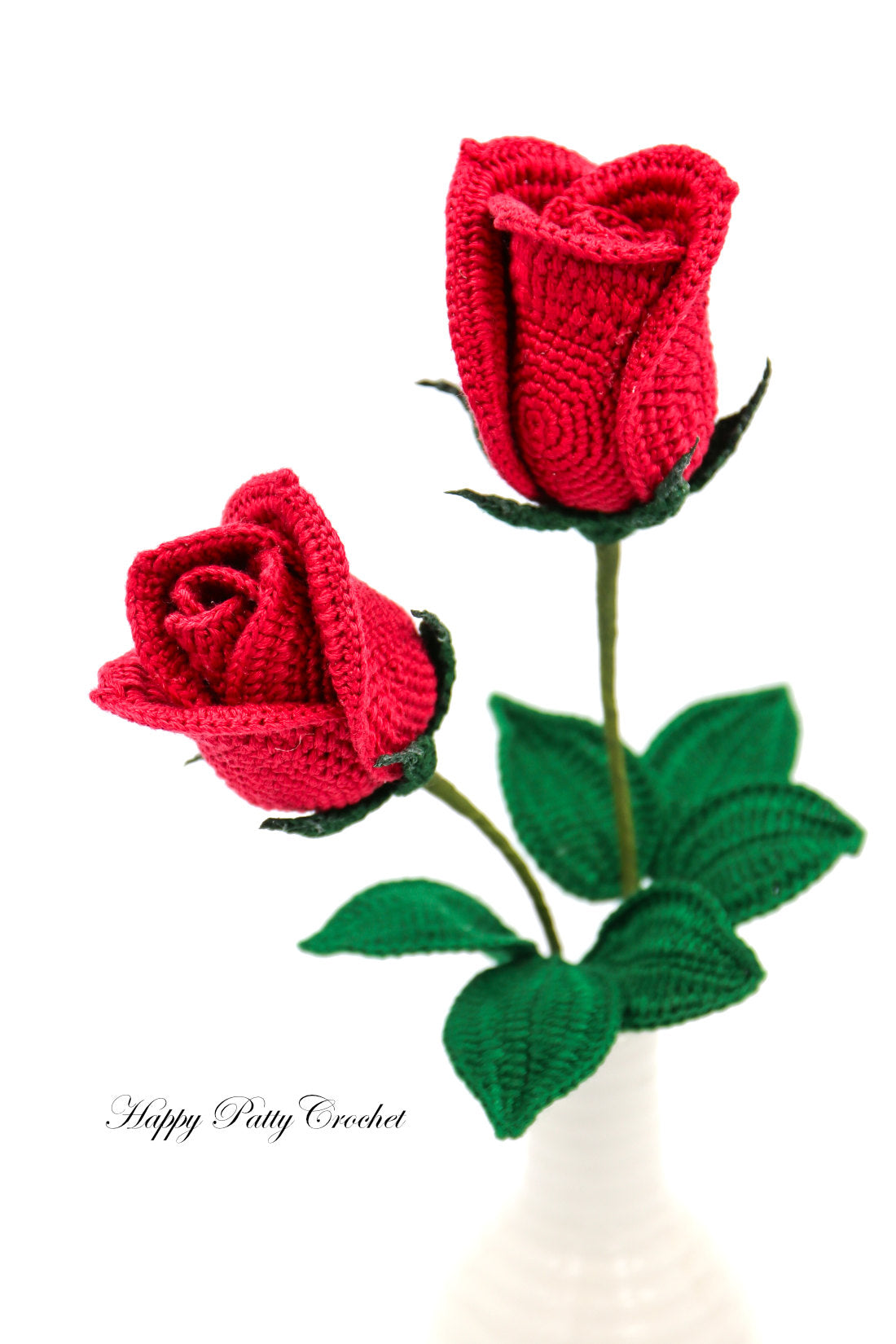 Crochet Half-Open Rose Pattern by Happy Patty Crochet