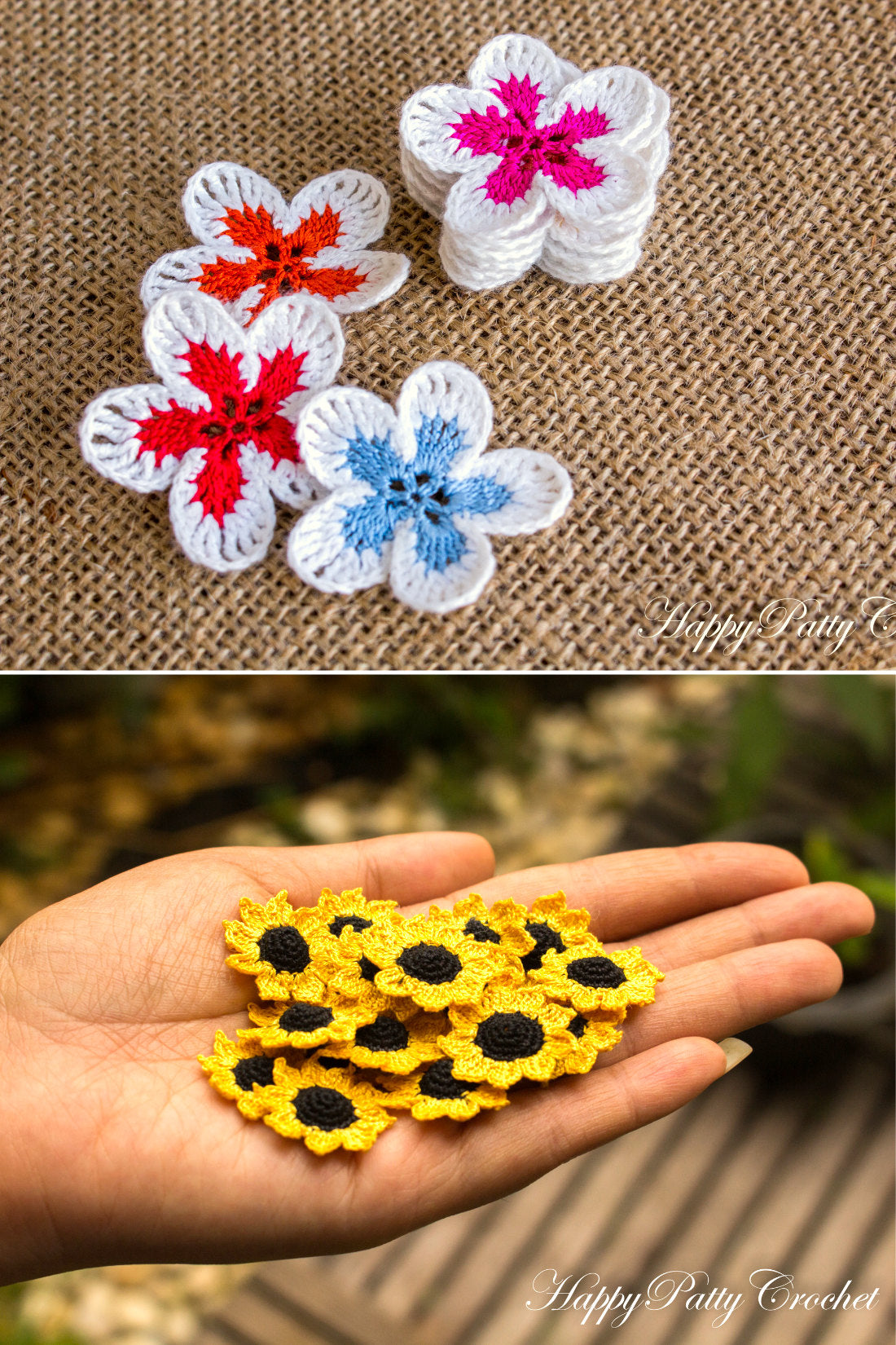 9 Flower Appliques pattern by Happy Patty Crochet
