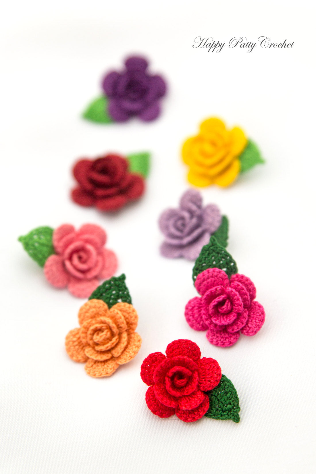 Crochet Rose Applique Pattern by Happy Patty Crochet
