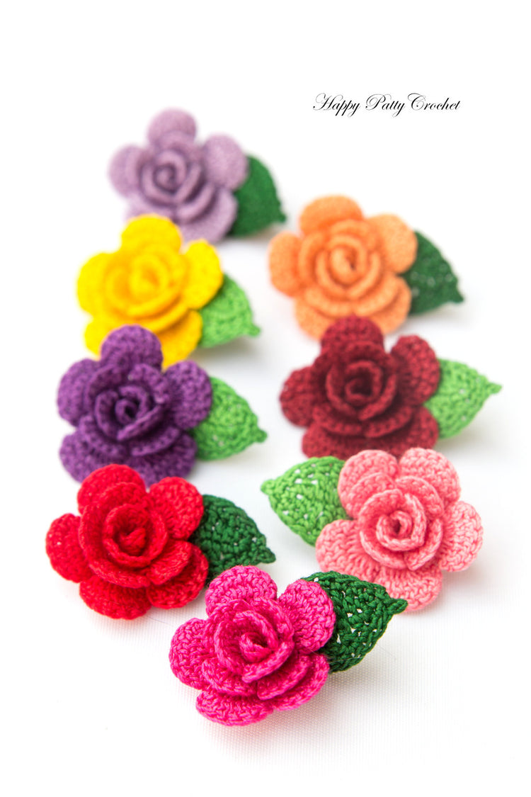 Crochet Mini Rose Pattern by Happy Patty Crochet
