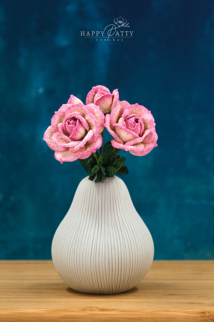 Crochet Mini Stem Rose Pattern by Happy Patty Crochet