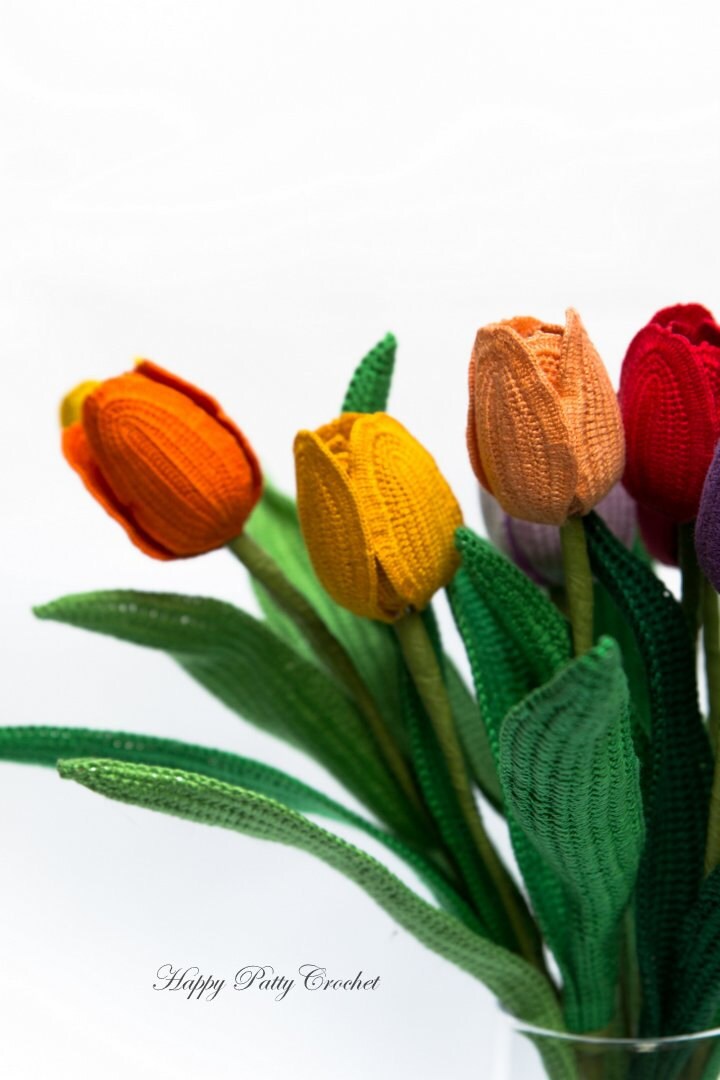 Crochet Tulip Pattern - Crochet Flower Pattern - Single Late Tulip Pattern - Flower Crochet Pattern for Decor and Bouquets