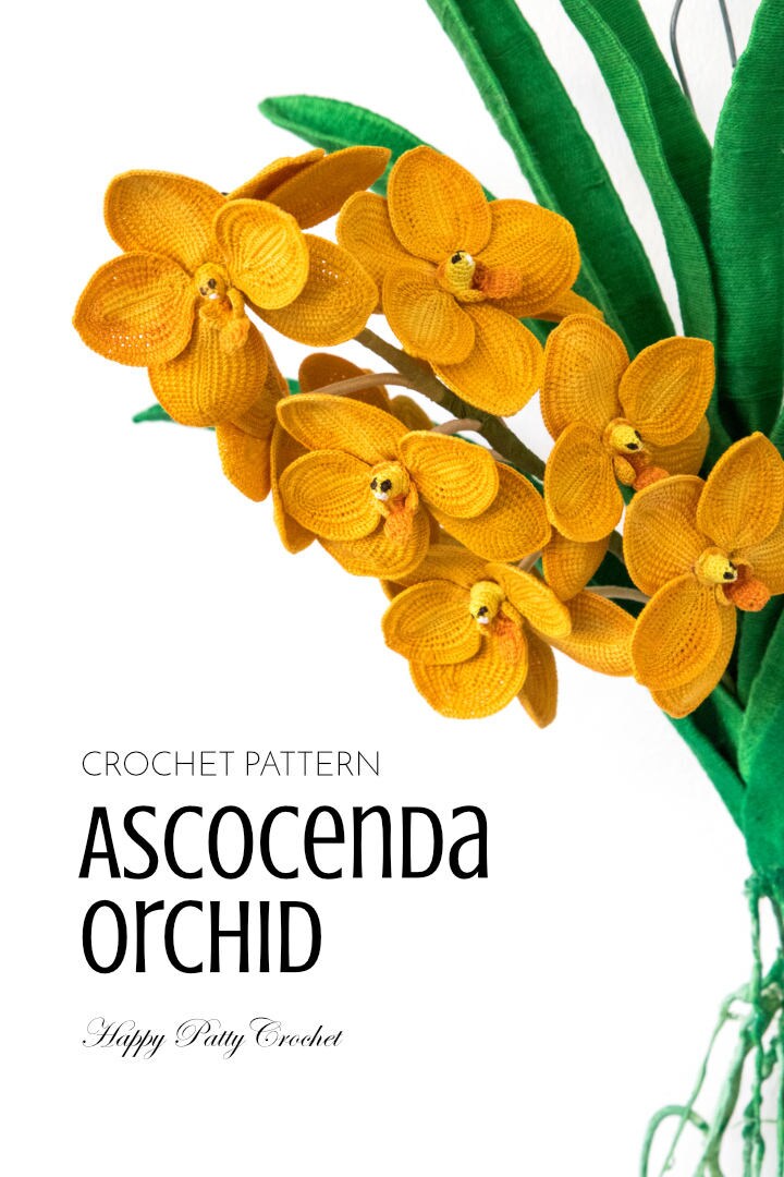 Crochet Orchid Pattern - Ascocenda Orchid Crochet Flower Pattern - Crochet Pattern for Decor