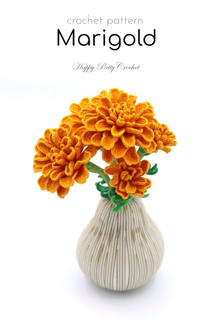 Crochet Marigold Pattern - Crochet Flower Pattern for a Marigold Flower - Crochet Pattern for Decor, Bouquets and Arrangements