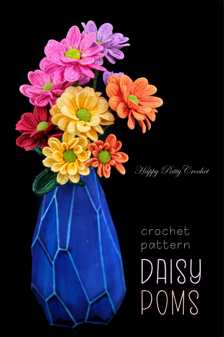 Crochet Flower Pattern for a Daisy Pom - Crochet Daisy Pattern