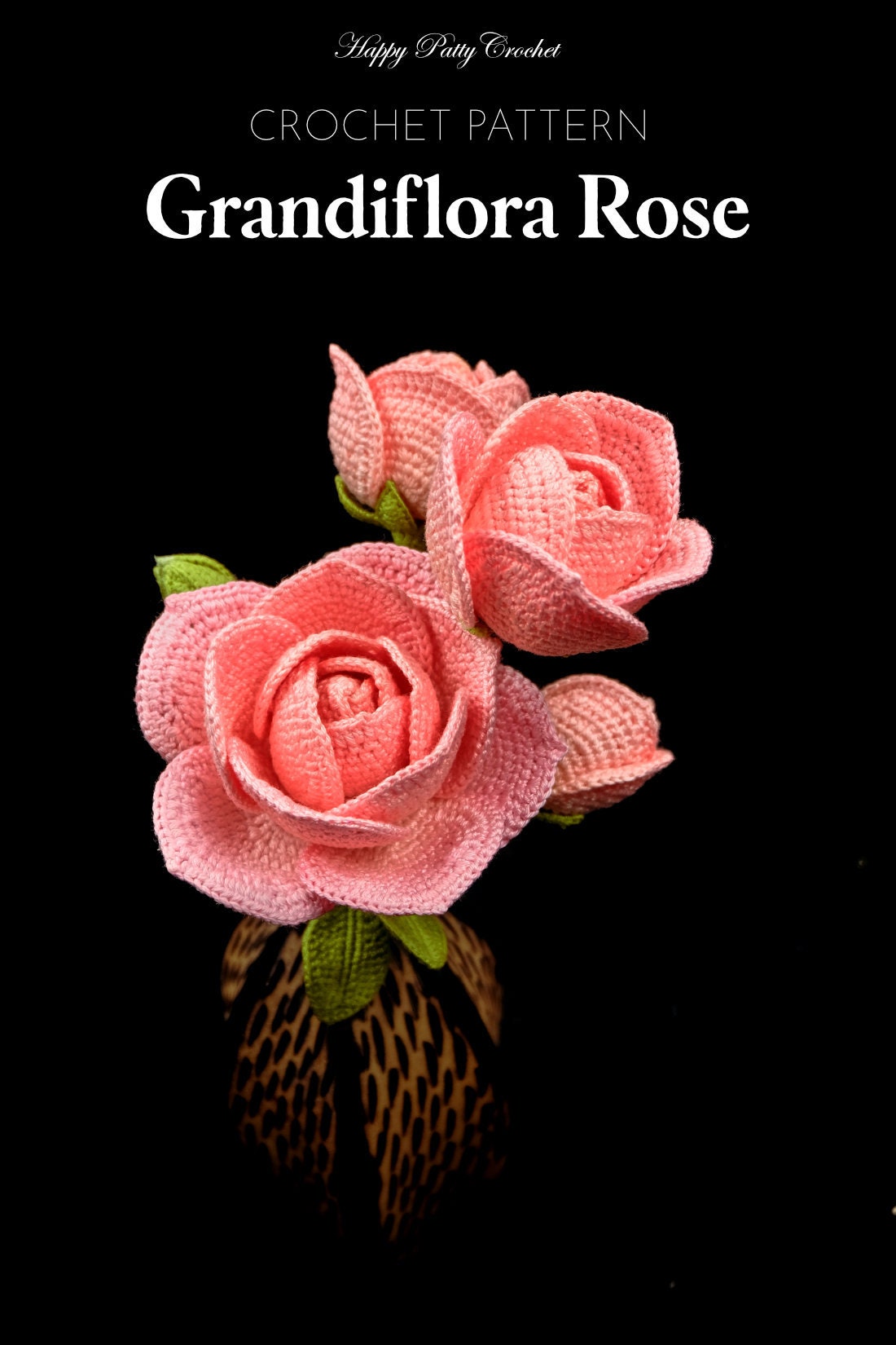 Crochet Pattern for Grandiflora Roses - Crochet Flower Pattern for Rose flowers - Crochet Rose Pattern
