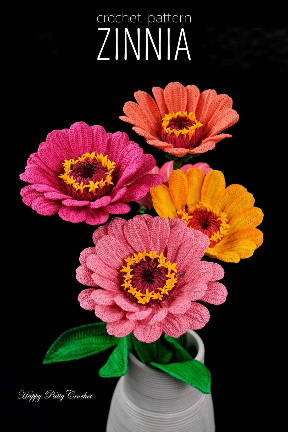 Crochet Pattern for a Zinnia Flower - Flower Pattern for a Crochet Zinnia Flower
