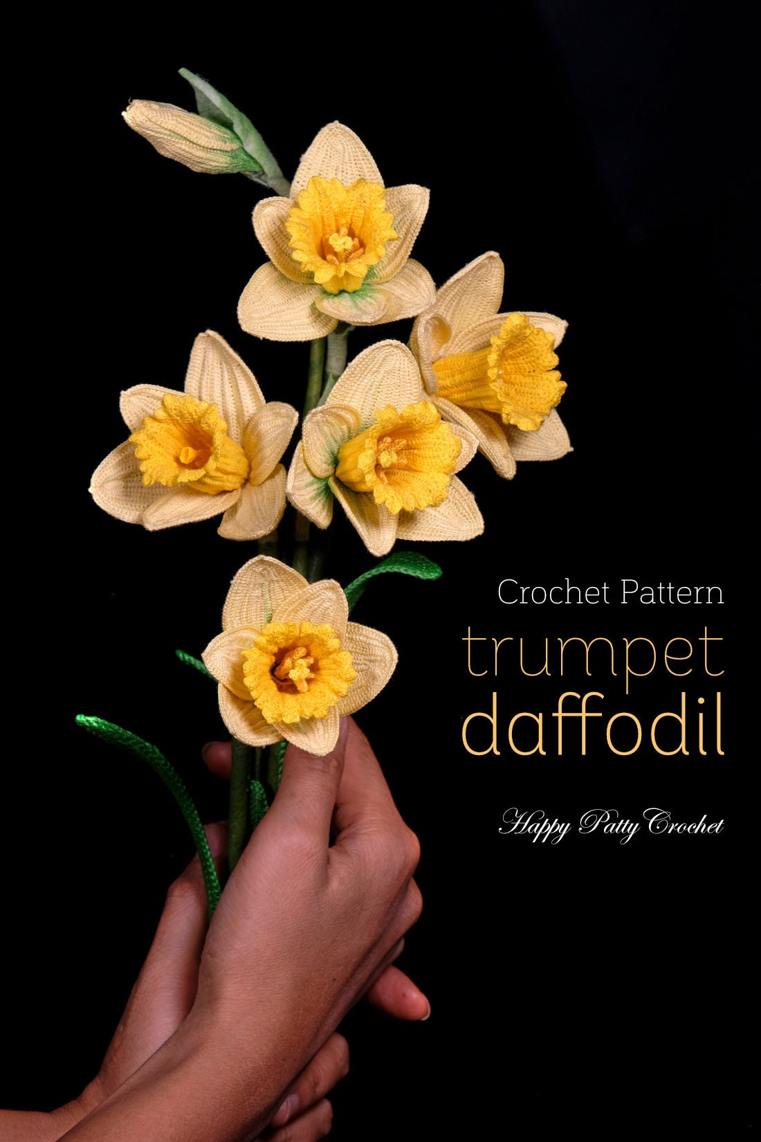 Crochet Pattern for a Trumpet Daffodil Flower - Flower Pattern for a Crochet Daffodil Flower - Crochet Narcissus Pattern