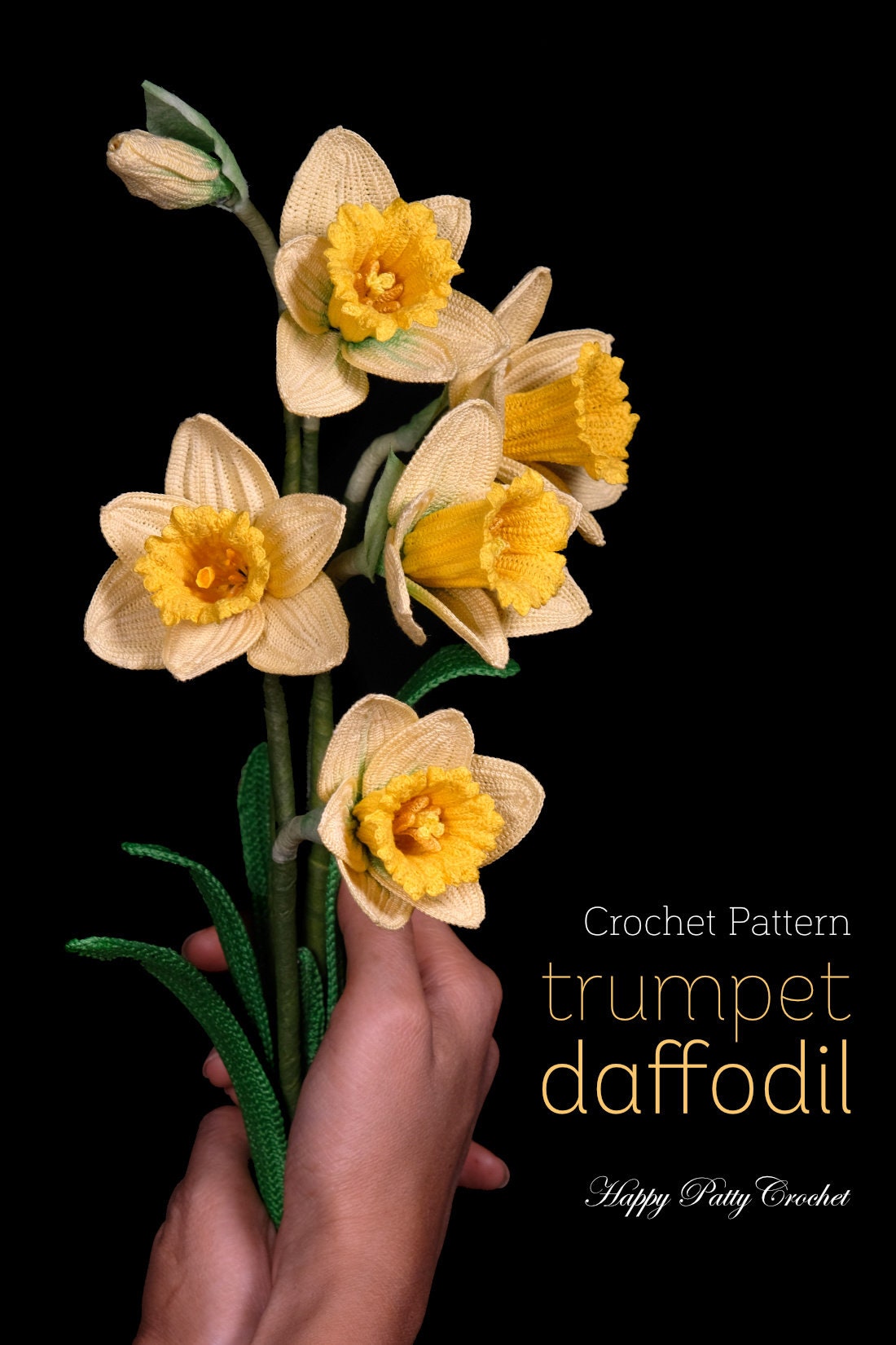 Crochet Pattern for a Trumpet Daffodil Flower - Flower Pattern for a Crochet Daffodil Flower - Crochet Narcissus Pattern