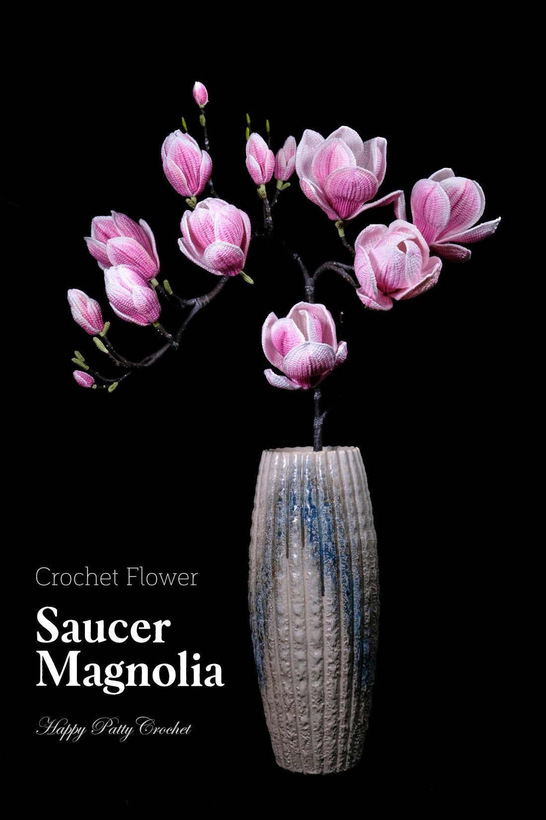 Crochet Pattern for a Saucer Magnolia Flower - Crochet Flower Pattern for a Magnolia Flower