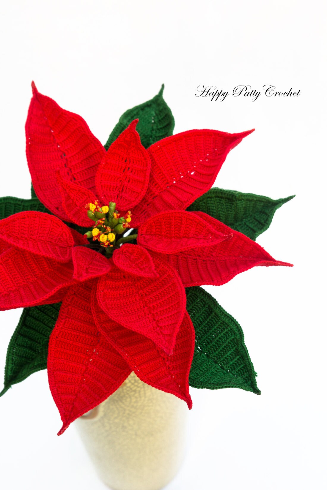 Crochet Poinsettia Pattern - Crochet Flower Pattern - Christmas Crochet Pattern - Christmas Gift Pattern - Christmas Home Decor