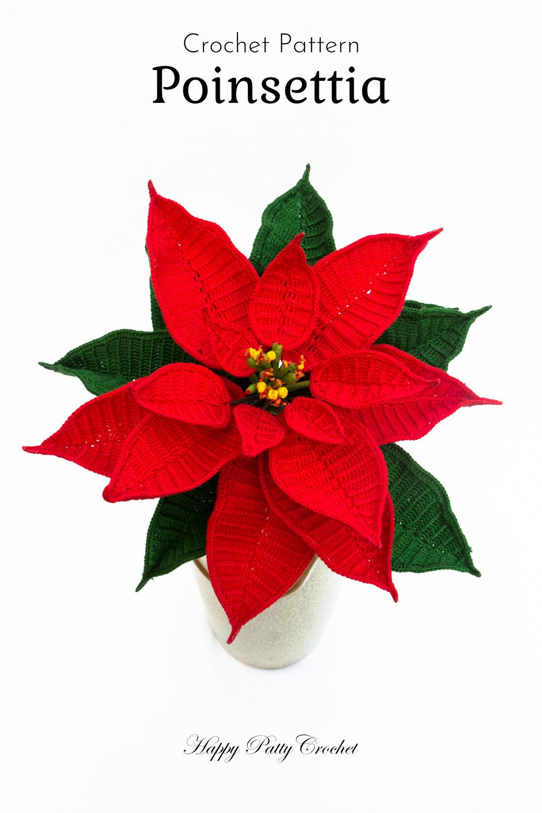 Crochet Poinsettia Pattern - Crochet Flower Pattern - Christmas Crochet Pattern - Christmas Gift Pattern - Christmas Home Decor