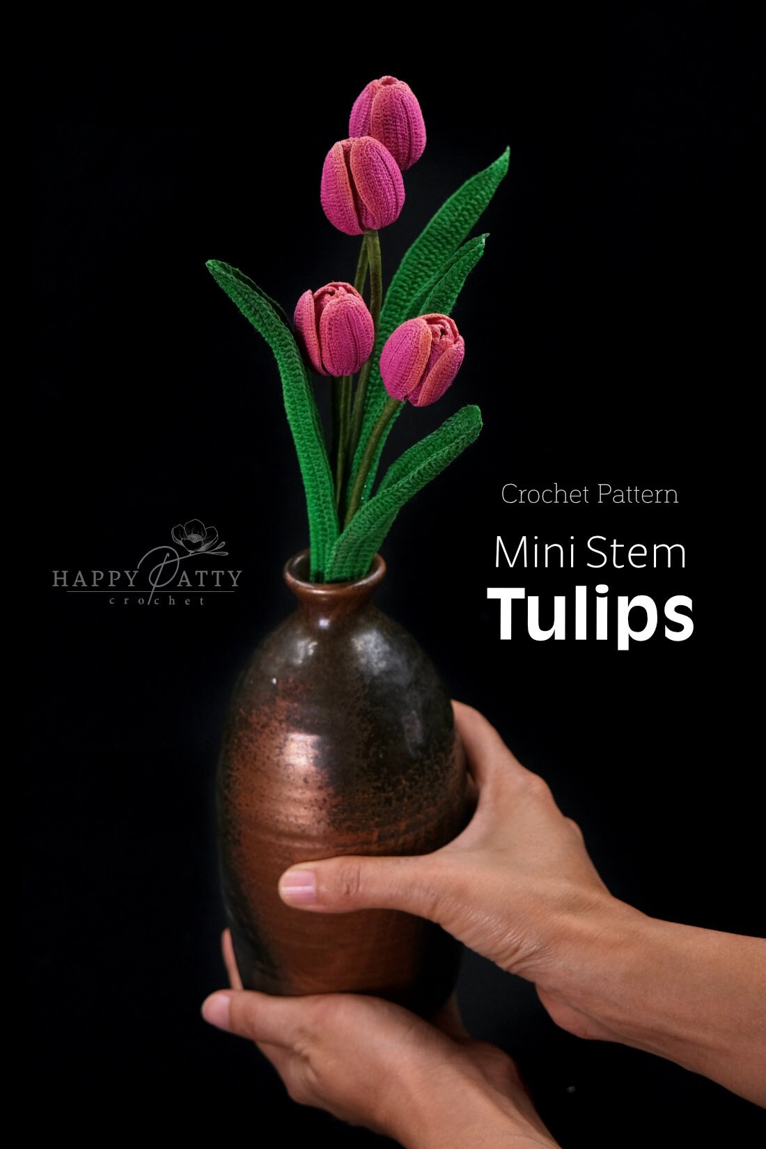 Crochet Pattern for a Mini Stem Tulip Flower - Crochet Flower Pattern for a Miniature Tulip