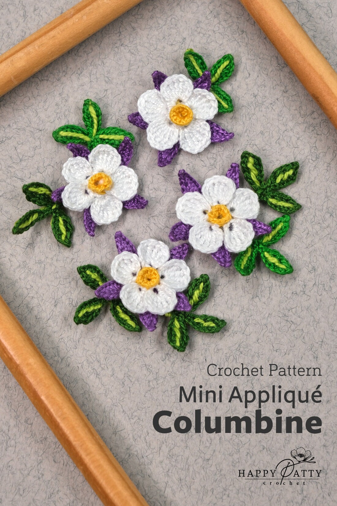 Crochet Mini Columbine Applique Pattern - Crochet Flower Pattern for a Miniature Columbine Applique