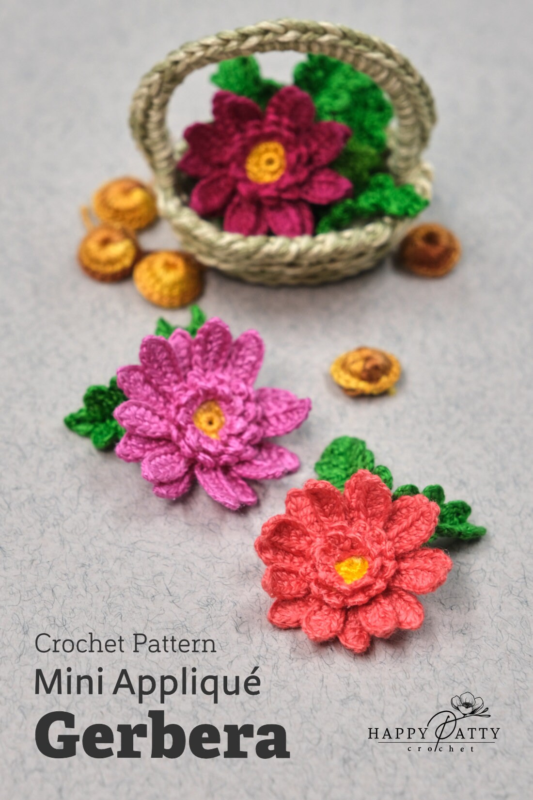 Crochet Mini Gerebra Applique Pattern - Crochet Flower Pattern for a Miniature Gerebra Applique