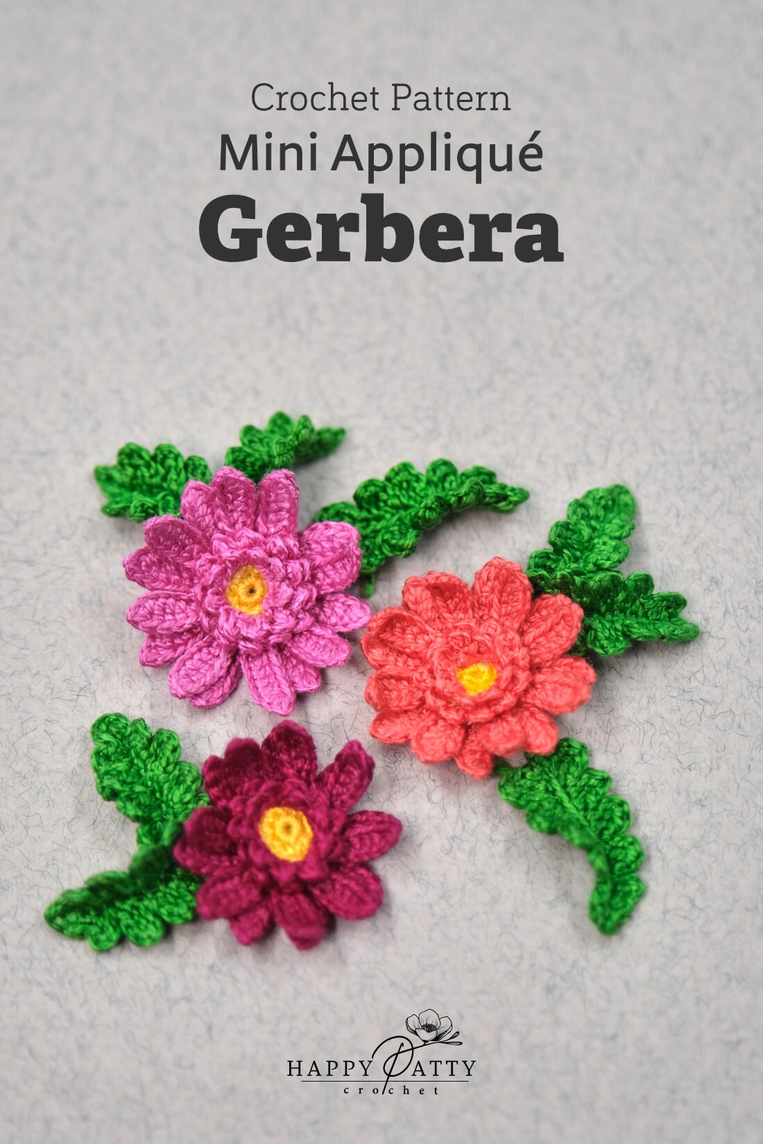 Crochet Mini Gerebra Applique Pattern - Crochet Flower Pattern for a Miniature Gerebra Applique