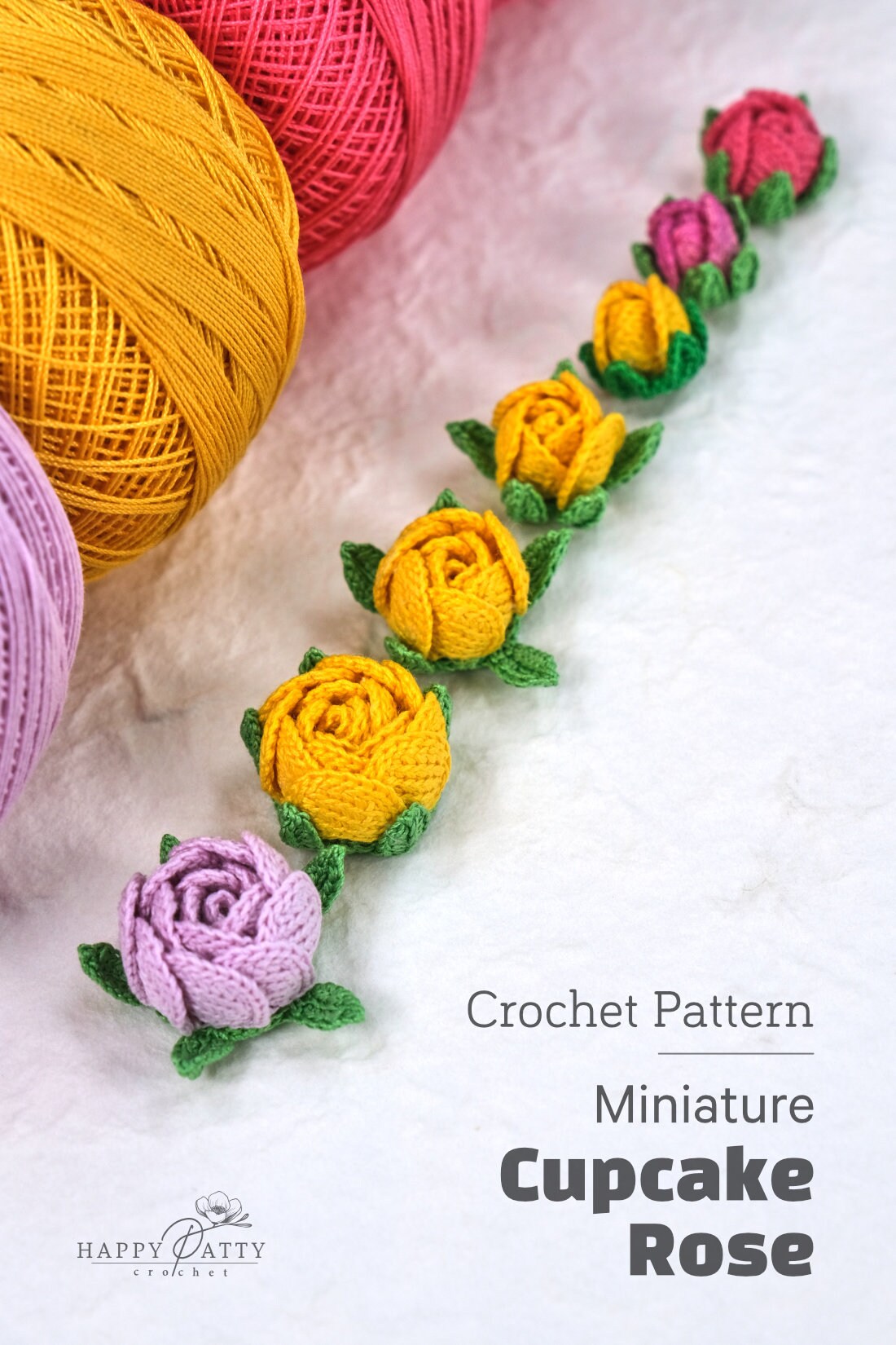 Crochet Mini Cupcake Rose Pattern - Crochet Flower Pattern for a Cupcake Rose Applique